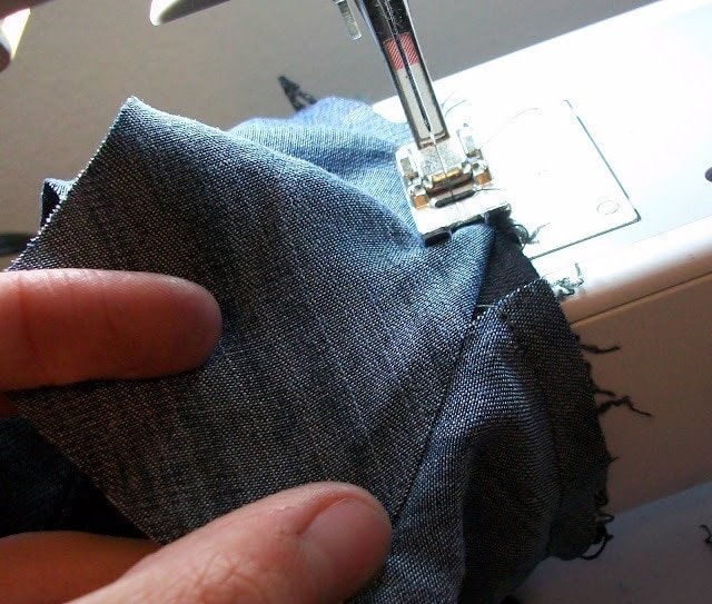 sew around and overlap 1 inch