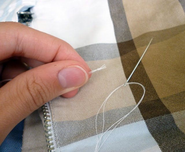 how to sew a button on pants