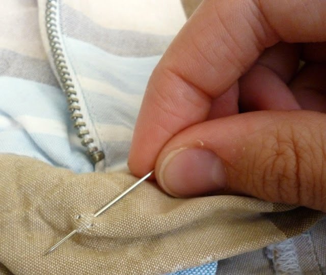 how to sew a button on pants