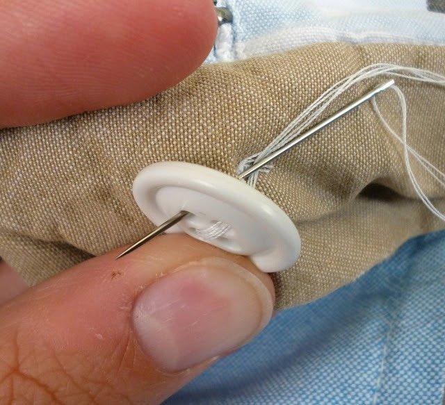 how to sew a button on pants