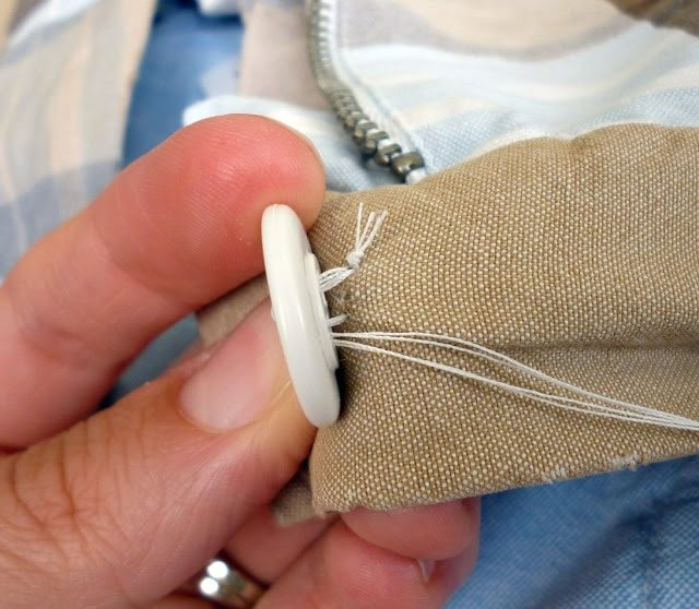 how to sew a button on pants