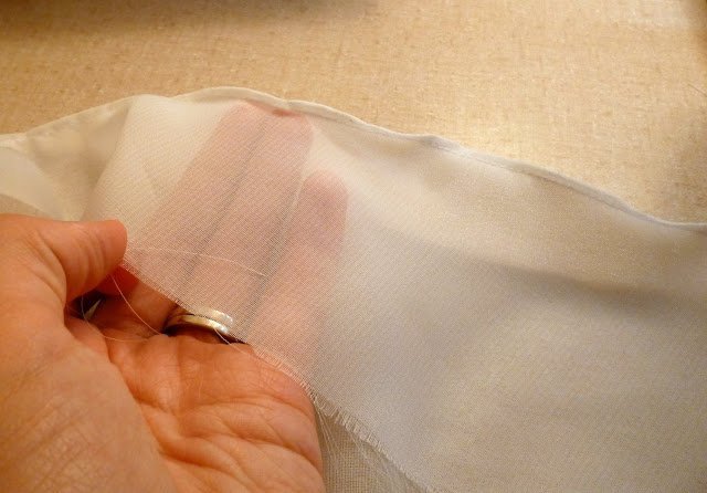 rolled hem on wedding dress