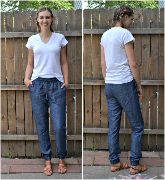 How to Make Denim Joggers Using the Hudson Pants Pattern