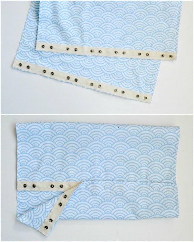 sew snaps onto Hanging Dish Towels