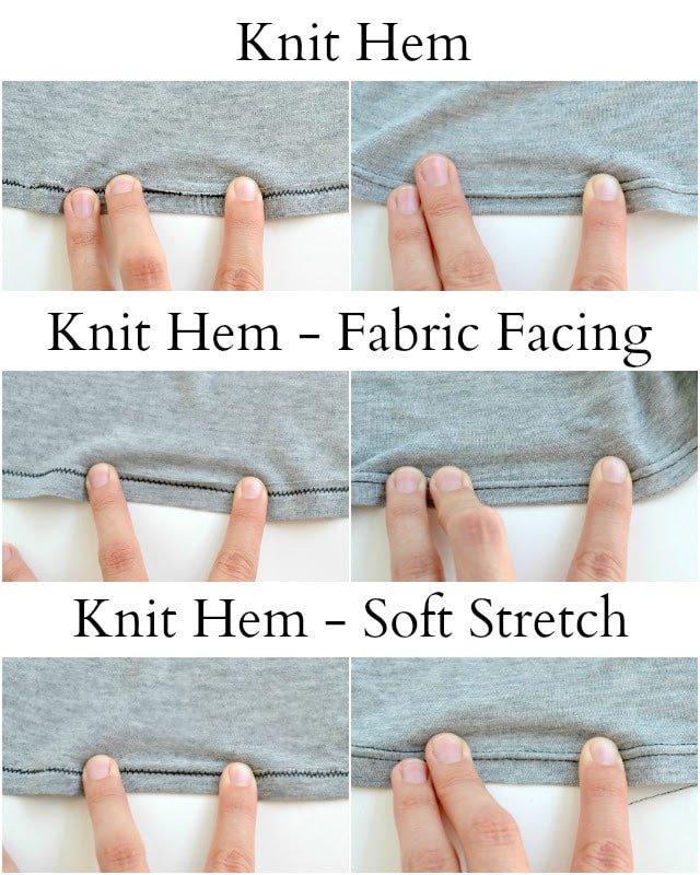 comparing knit fabric hems