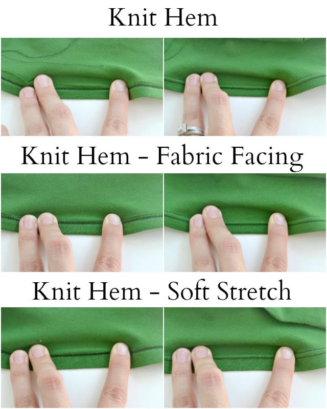 comparing knit fabric hems