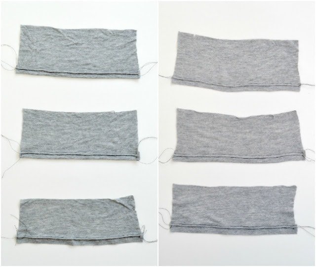 hem knit fabric before and after pressing