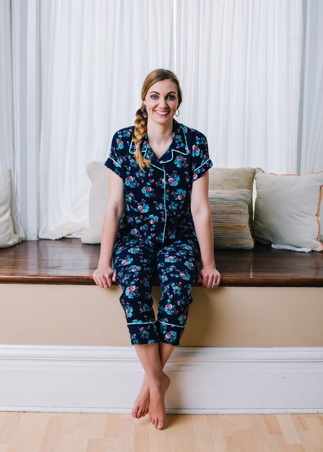 classic pajamas with striped piping