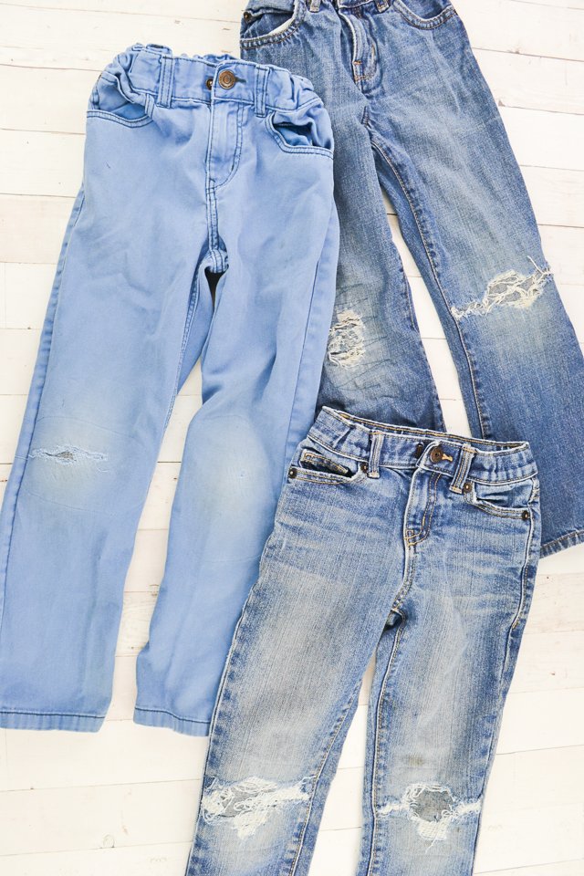 How To - Patching Holes in Knees of Jeans - The Happy Scraps