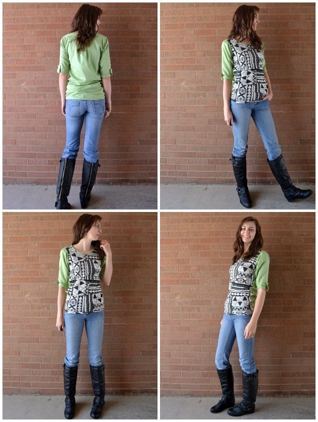 button up shirt and knit fabric refashion tutorial