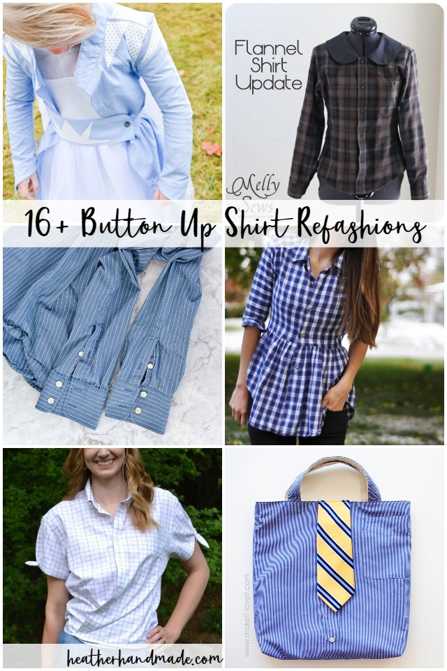 24 Men's Button Up Shirt Refashion and Upcycle Tutorials • Heather Handmade 24 Men'S Button Up Shirt Refashion And Upcycle Tutorials • Heather Handmade