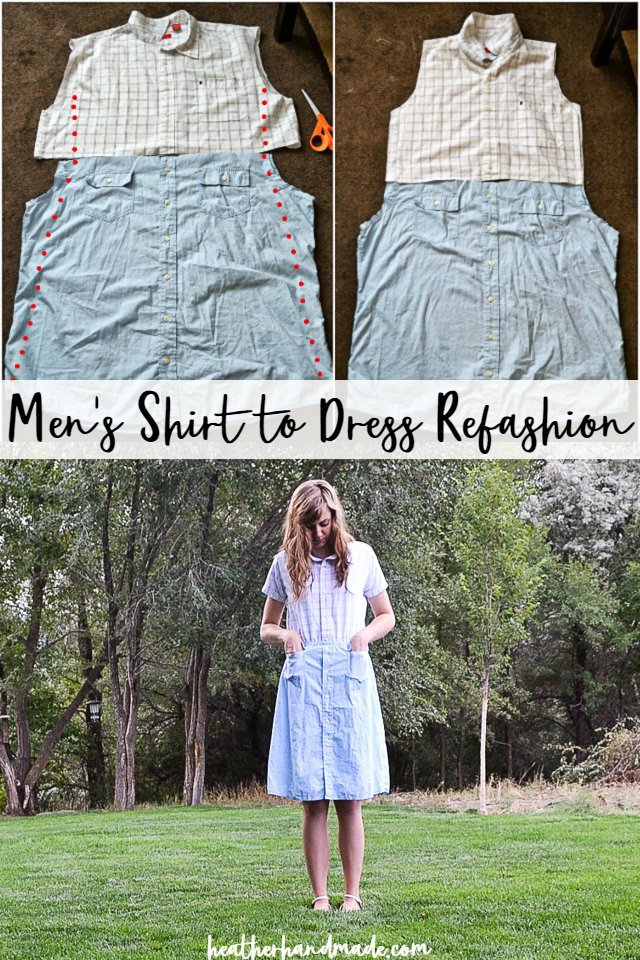 men's shirt to dress refashion