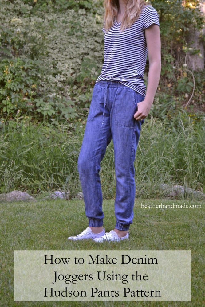 How to Make Denim Joggers Using the Hudson Pants Pattern // heatherhandmade.com