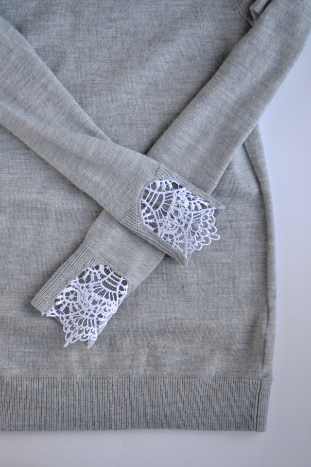 how to add lace to sweater sleeves