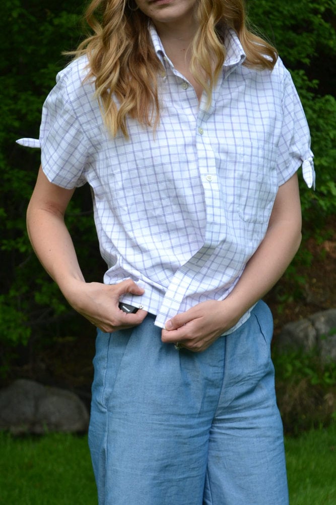 Button Up Shirt Refashion Tutorial // heatherhandmade.com
