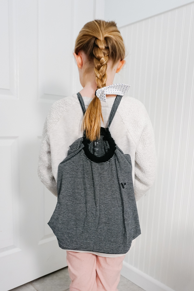 DIY upcycled t-shirt backpack