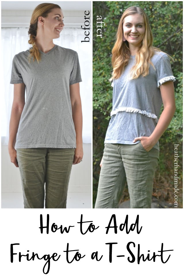 how to add fringe to a t-shirt refashion
