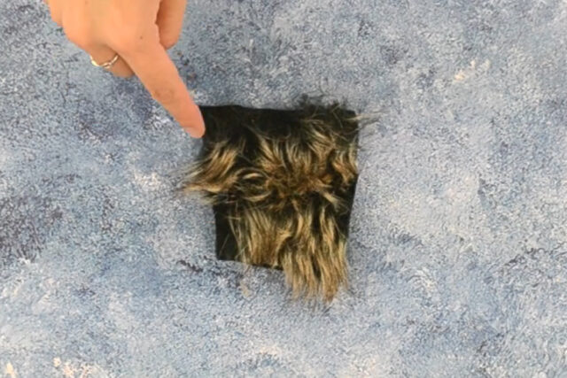 cut out small glove fur piece