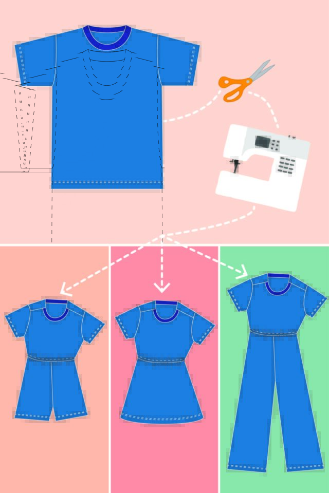 kids upcycled t-shirt romper sewing pattern