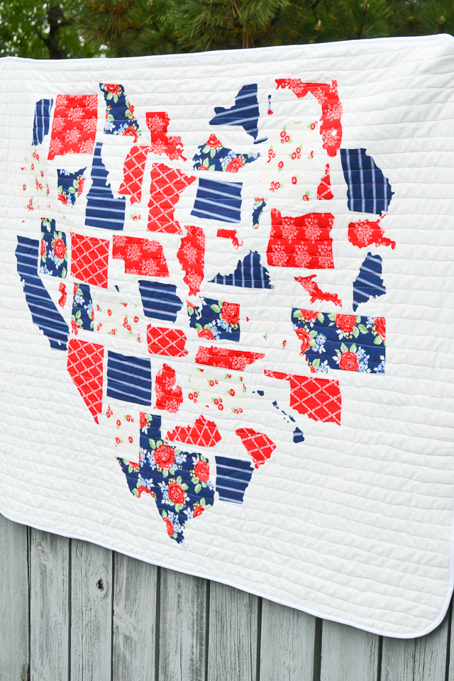 heart state usa map quilt