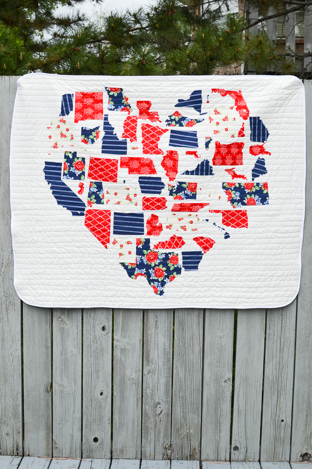 heart state usa map quilt