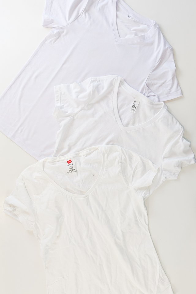 three blank t-shirts