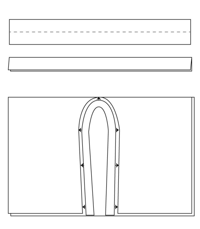 fold band wrong sides together and sew onto front opening