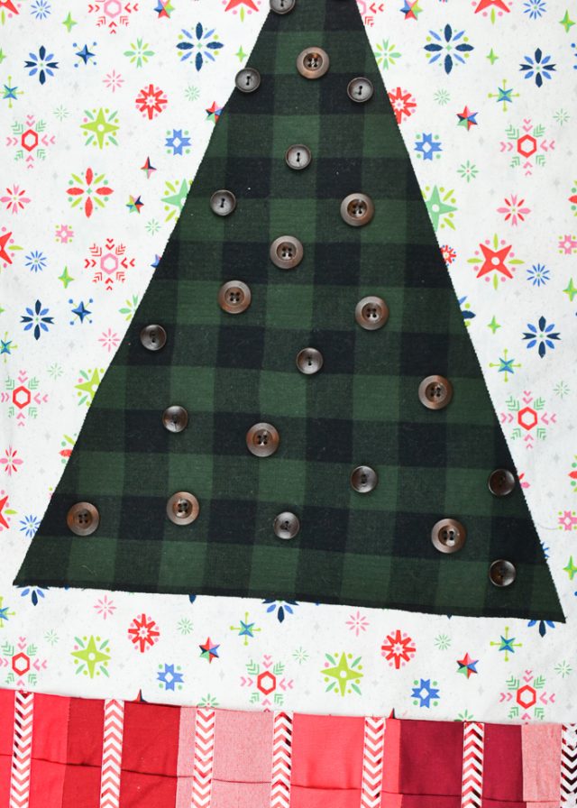 sew buttons on tree