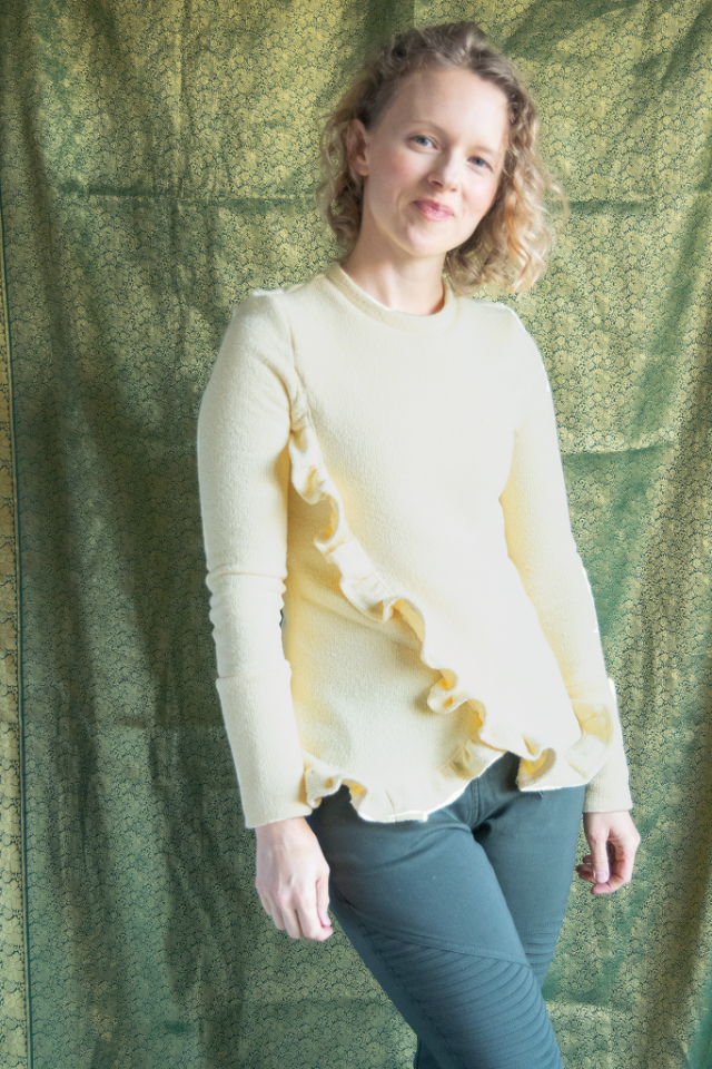 diy ruffle sweater refashion tutorial