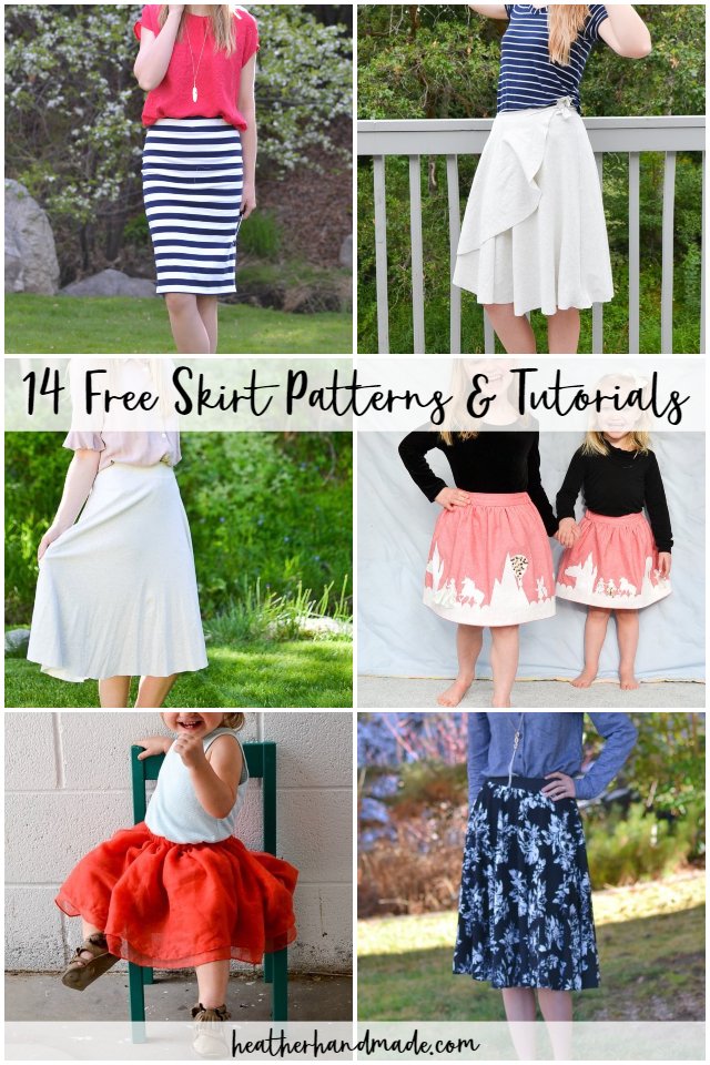 Skirt sewing patterns for women PDF: high waisted, circle, pencil