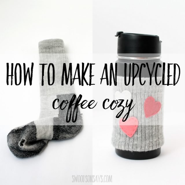 turn soks into upcycled coffee cozy