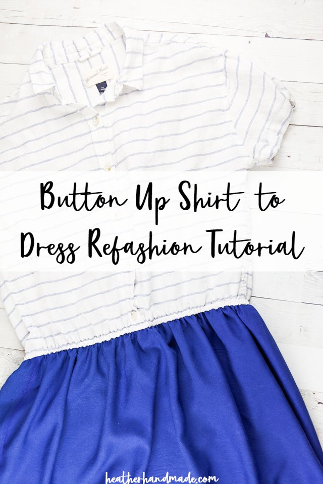 button up shirt to dress refashion