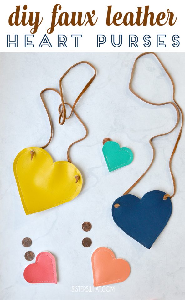 diy faux leather heart purse