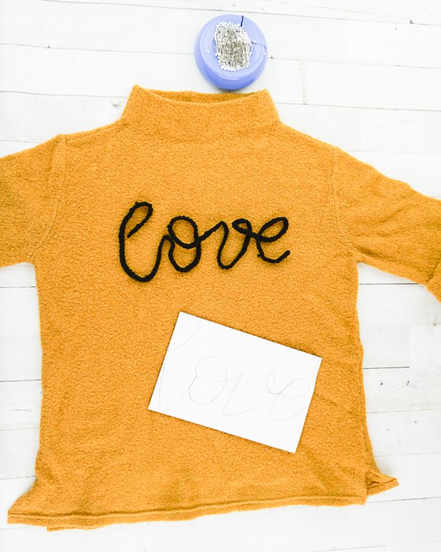place word on sweater