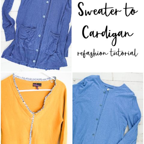 sweater to cardigan refashion