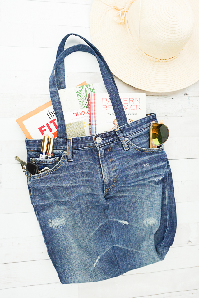 upcycle jeans tote bag