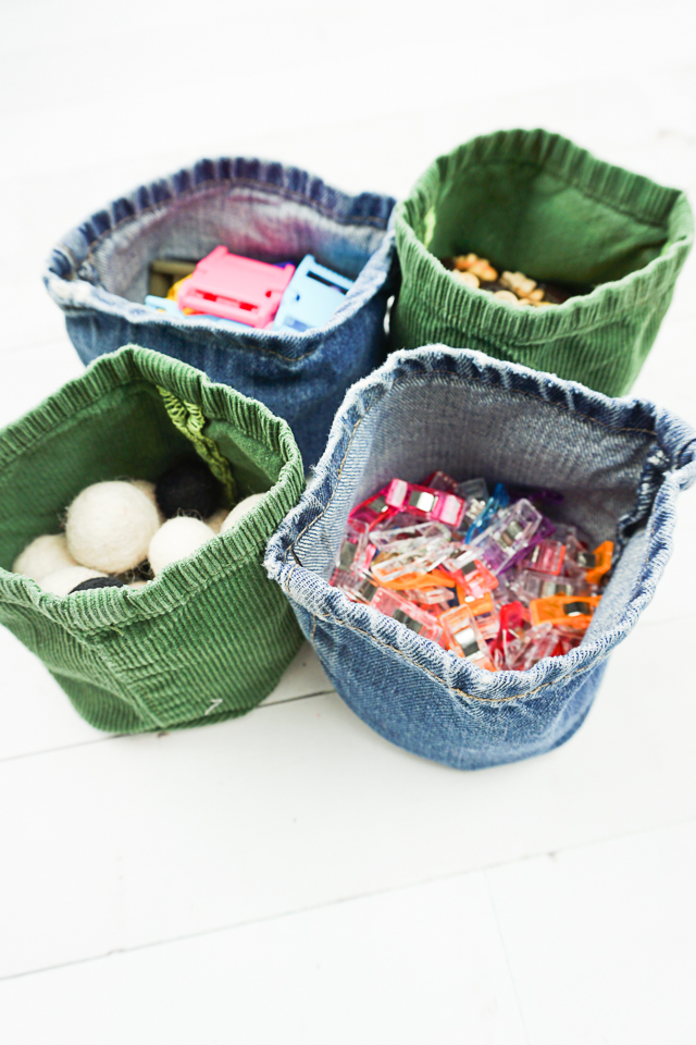 Upcycled Jeans Fabric Basket