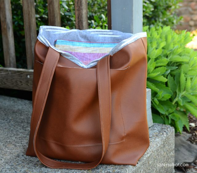 how to sew a faux leather tote bag