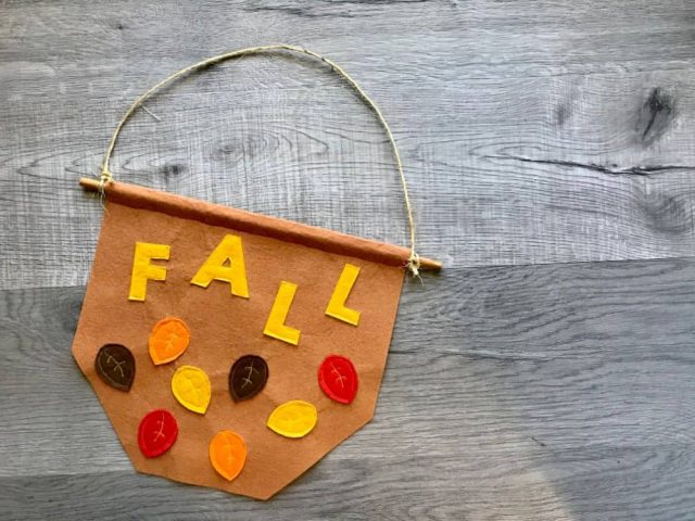 fall leaves banner with template