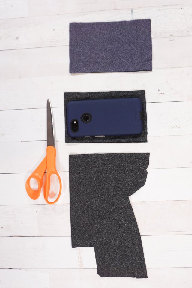 cut fabric to size of phone