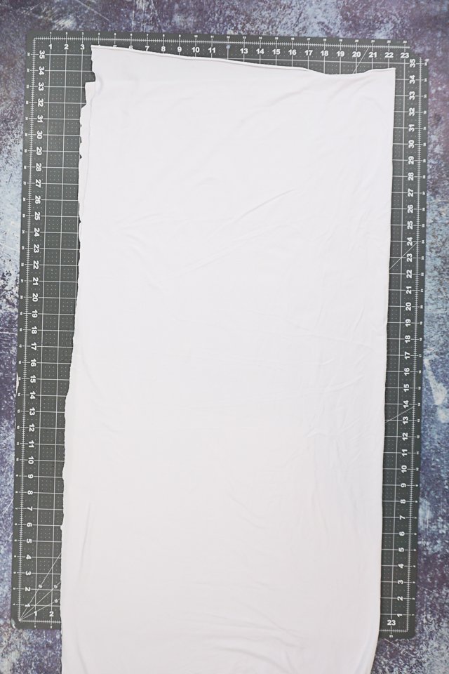 homemade dog ghost costume fold fabric in half once and again