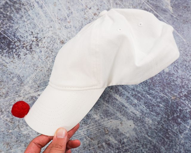 homemade dog ghost costume sew felt ball to the tip of the bill