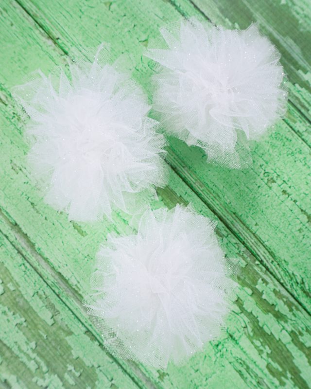 fluff, separate, and trim tulle pompoms