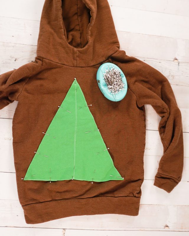 pin triangle to sweatshirt