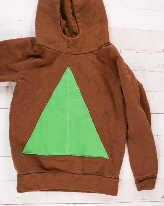 baste triangle to sweatshirt