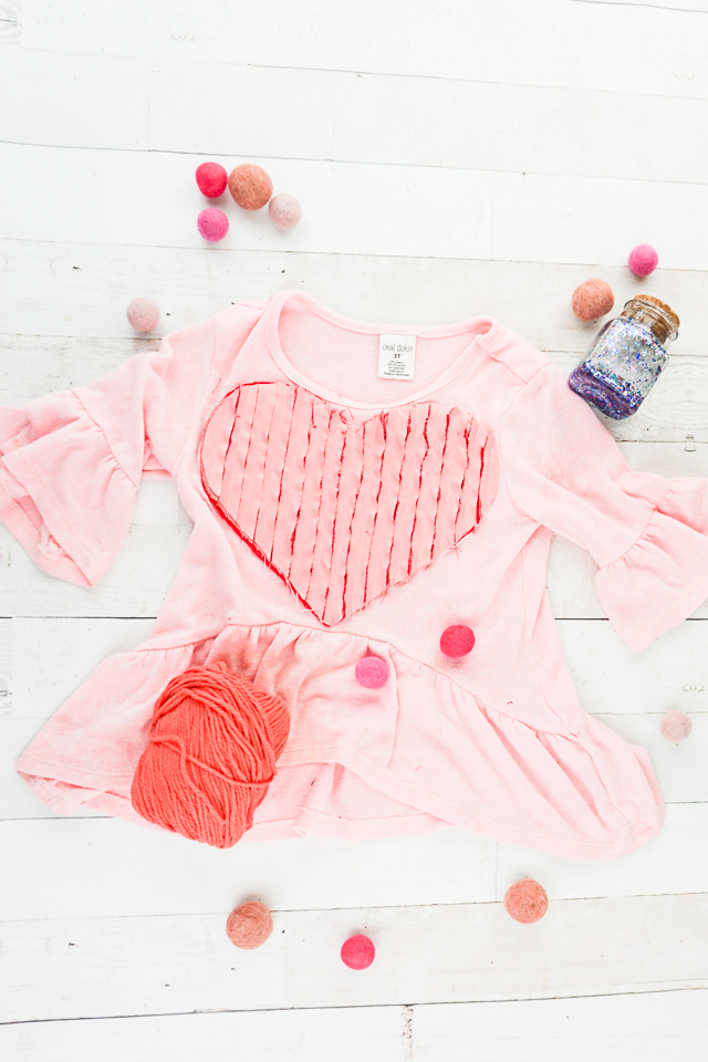 diy valentine chenille heart tee