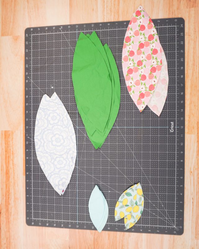 cut out 6 fabric pieces