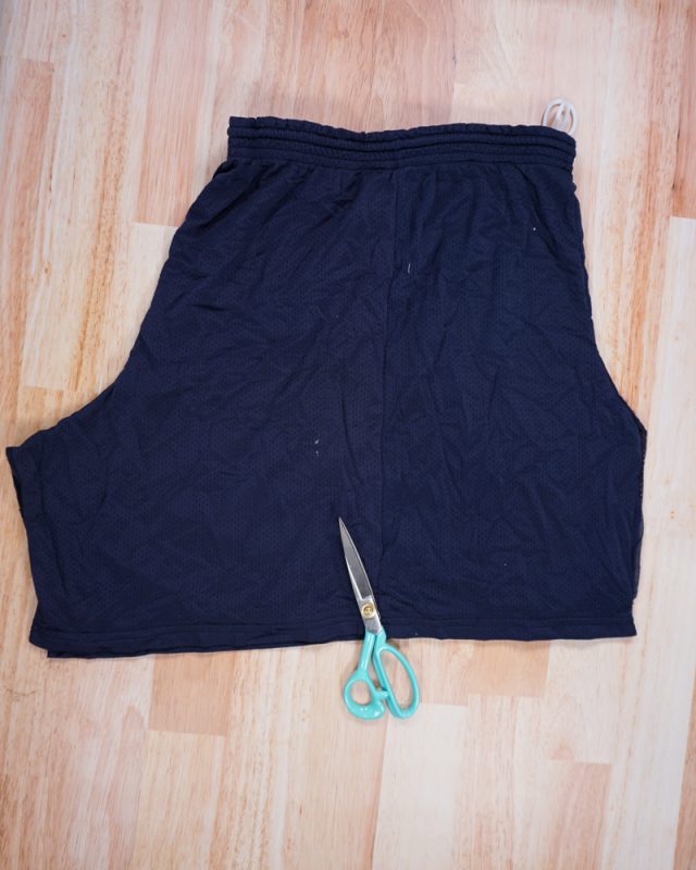 cut inseam of shorts and open flat