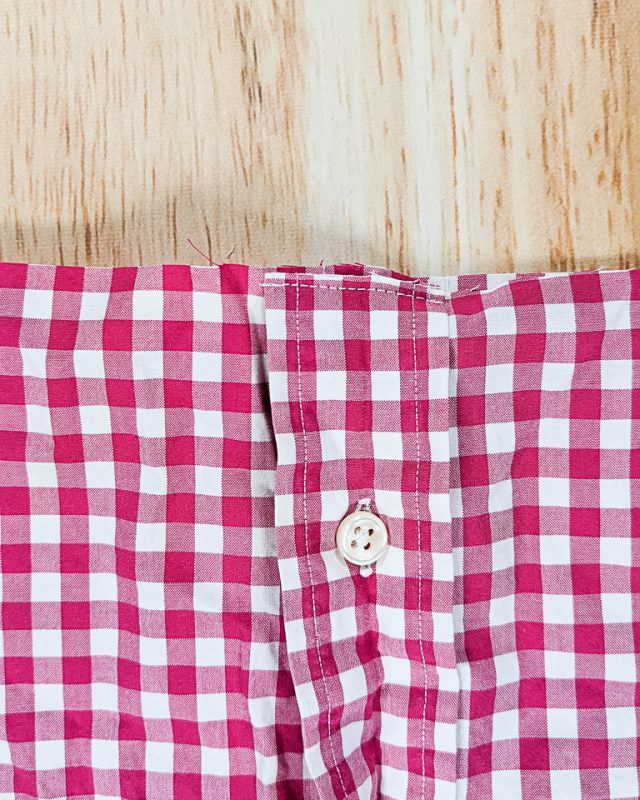 stitch button placket together at cut