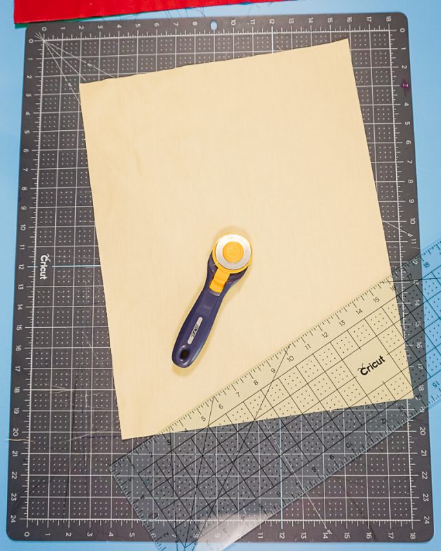 cut out two pieces of fabric and interfacing